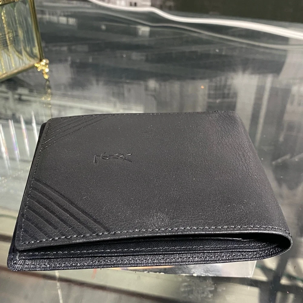 Authentic YSL Sleek black leather bifold wallet